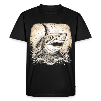 Requin rétro cool juste sauter hors de l’eau - T-shirt Premium bio Homme - noir - Devant - Nico (187cm)