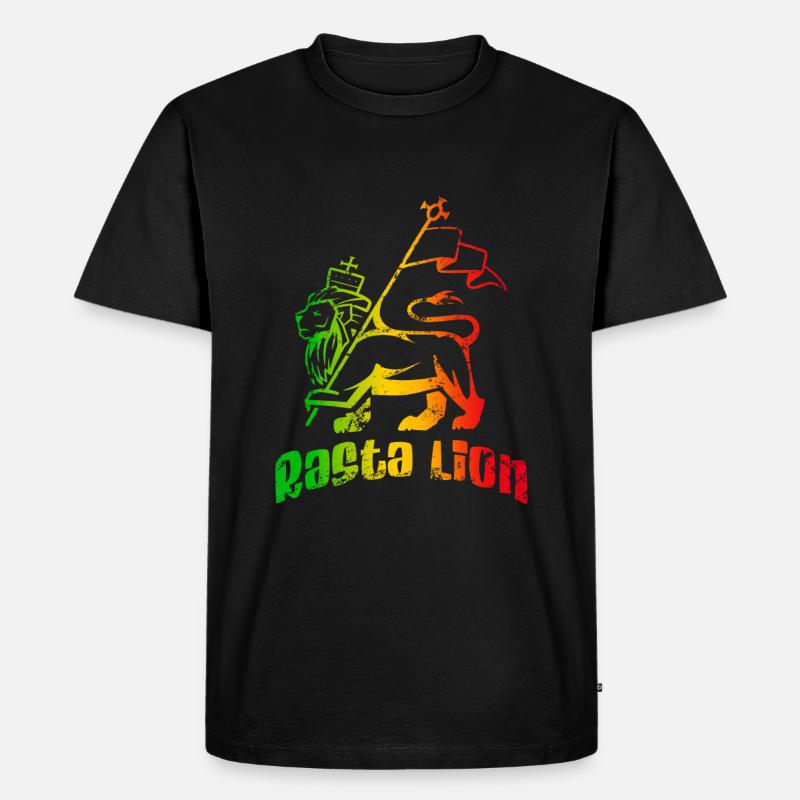 Rasta-Löwe - Männer Premium Bio T-Shirt - Schwarz
