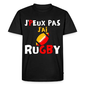 J peux pas j ai Rugby - T-shirt Premium bio Homme - noir - Devant - Nico (187cm)