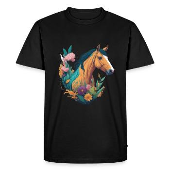 Fleurs de cheval - T-shirt Premium bio Homme - noir - Devant - Nico (187cm)