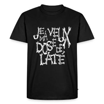 Je veux ma dose de latté style horreur osseux - T-shirt Premium bio Homme - noir - Devant - Nico (187cm)