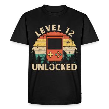 Level 12 Unlocked - T-shirt Premium bio Homme - noir - Devant - Nico (187cm)
