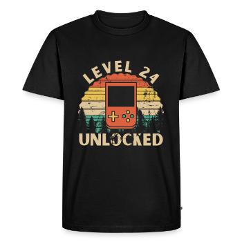 Level 24 Unlocked - Men's Premium Organic T-Shirt - black - Front - Nico (187cm)