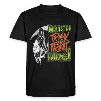 Monster halloween trick or treat - T-shirt Premium bio Homme - noir - Devant - Nico (187cm)