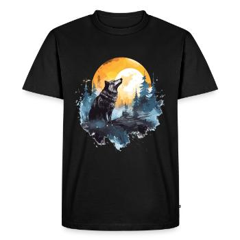 Watercolor Wolf - Men's Premium Organic T-Shirt - black - Front - Nico (187cm)