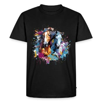 Horses, horses - Men's Premium Organic T-Shirt - black - Front - Nico (187cm)