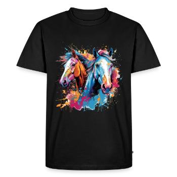 Horses, horses - Men's Premium Organic T-Shirt - black - Front - Nico (187cm)