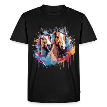 Horses, horses - Men's Premium Organic T-Shirt - black - Front - Nico (187cm)