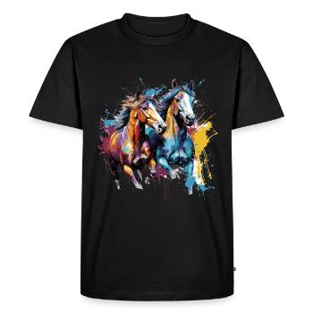 Cheval, chevaux - T-shirt Premium bio Homme - noir - Devant - Nico (187cm)