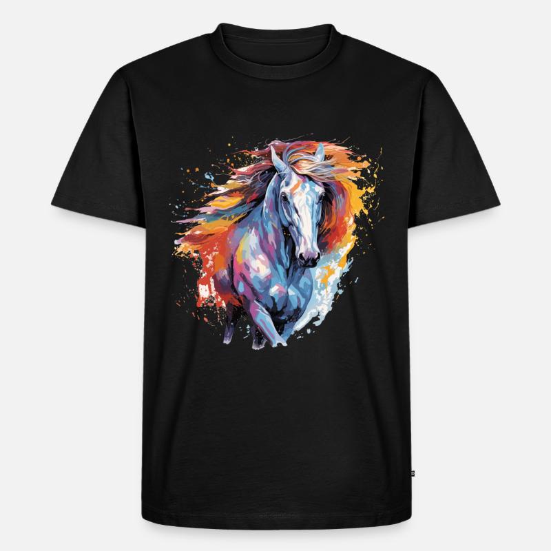 Pferd, Pferd - Männer Premium Bio T-Shirt - Schwarz