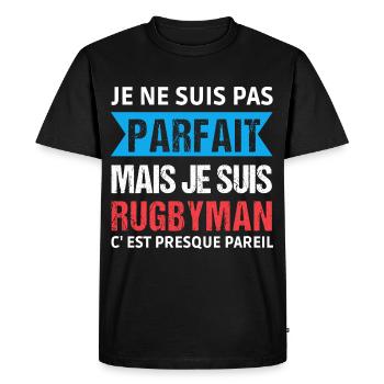 Je suis rugbyman humour rugby cadeau - T-shirt Premium bio Homme - noir - Devant - Nico (187cm)
