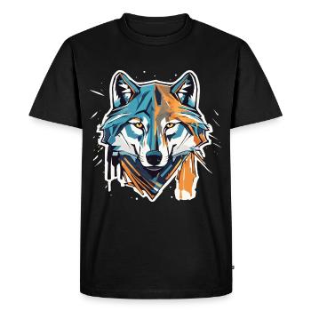 Geometric Wolf Head - Men's Premium Organic T-Shirt - black - Front - Nico (187cm)