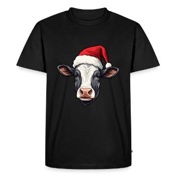 Vache Noël Hiver Vaches Animaux - T-shirt Premium bio Homme - noir - Devant - Nico (187cm)