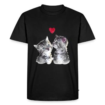 CHATONS AMOUREUX 💘 - T-shirt Premium bio Homme - noir - Devant - Nico (187cm)