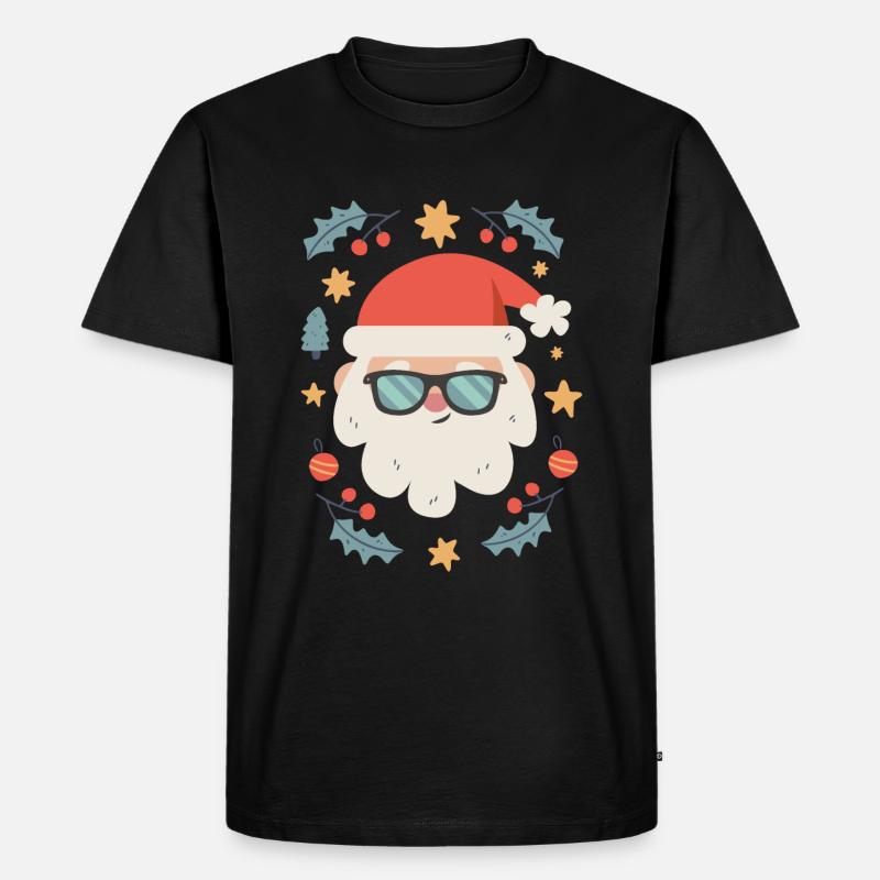 Cooler Weihnachtsmann mit Brille - Männer Premium Bio T-Shirt - Schwarz