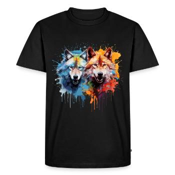 Deux loups - T-shirt Premium bio Homme - noir - Devant - Nico (187cm)