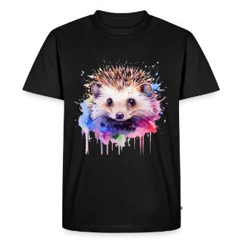 Hérisson, hedgehodge mignon - T-shirt Premium bio Homme - noir - Devant - Nico (187cm)