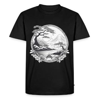 Framed Japanese Landscape - Men's Premium Organic T-Shirt - black - Front - Nico (187cm)