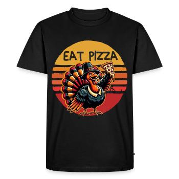 Manger Pizza Thanksgiving Dinde Graphique - T-shirt Premium bio Homme - noir - Devant - Nico (187cm)
