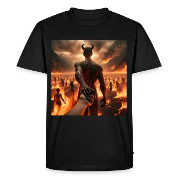 Suivez-moi jusqu’à l’abîme - Pacte du Diable Infernal #03 - T-shirt Premium bio Homme - noir - Devant - Nico (187cm)