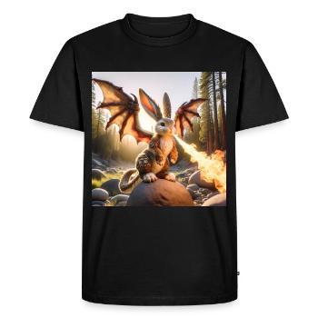 Dragon Lapin Cracheur de Feu #12 - T-shirt Premium bio Homme - noir - Devant - Nico (187cm)