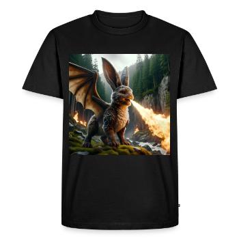 Dragon lapin cracheur de feu #13 - T-shirt Premium bio Homme - noir - Devant - Nico (187cm)