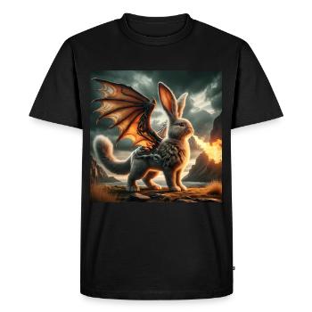 Dragon Lapin Cracheur de Feu #03 - T-shirt Premium bio Homme - noir - Devant - Nico (187cm)