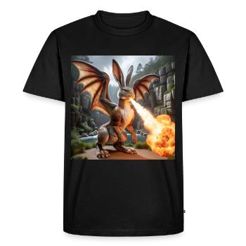 Fire Breathing Bunny Dragon #09 - Men's Premium Organic T-Shirt - black - Front - Nico (187cm)
