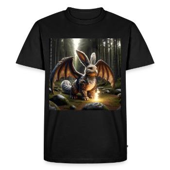Dragon cracheur de feu lapin #15 - T-shirt Premium bio Homme - noir - Devant - Nico (187cm)