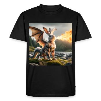 Dragon lapin cracheur de feu #05 - T-shirt Premium bio Homme - noir - Devant - Nico (187cm)
