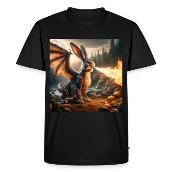 Fire Breathing Bunny Dragon #14 - Men's Premium Organic T-Shirt - black - Front - Nico (187cm)