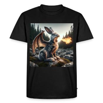 Dragon Lapin Cracheur de Feu #25 - T-shirt Premium bio Homme - noir - Devant - Nico (187cm)