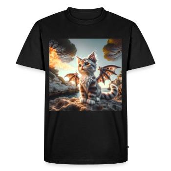 Fire Breathing Kitty Dragon #01 - Men's Premium Organic T-Shirt - black - Front - Nico (187cm)