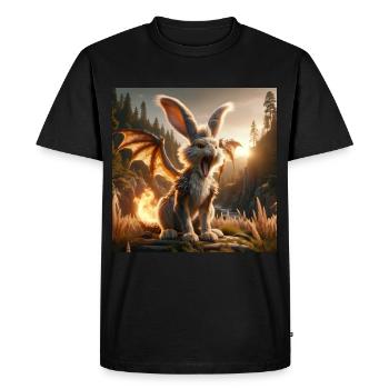 Fire Breathing Bunny Dragon #24 - Men's Premium Organic T-Shirt - black - Front - Nico (187cm)