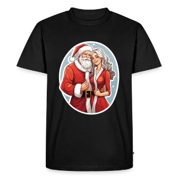 M. et Mme Claus, Père Noël avec sa femme - T-shirt Premium bio Homme - noir - Devant - Nico (187cm)