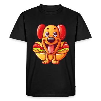 Hot Dog Saucisse Chien Restauration rapide Délicieux Humour drôle - T-shirt Premium bio Homme - noir - Devant - Nico (187cm)