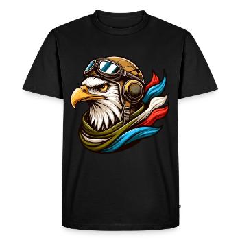 Portrait of an eagle in aviator attire - Men's Premium Organic T-Shirt - black - Front - Nico (187cm)