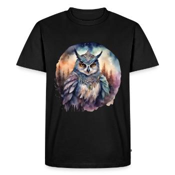 Power animal owl intuition creative energy, - Men's Premium Organic T-Shirt - black - Front - Nico (187cm)