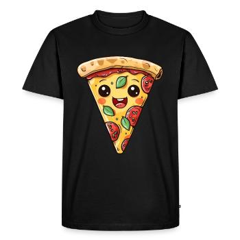 DRÔLE DE VISAGE DE PIZZA AMATEUR DE RESTAURATION RAPIDE - T-shirt Premium bio Homme - noir - Devant - Nico (187cm)