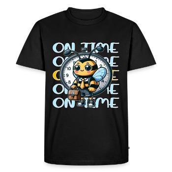 On Time, Every Time Punctual Bee with Stopwatch - Men's Premium Organic T-Shirt - black - Front - Nico (187cm)