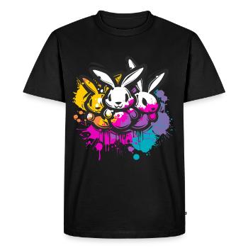 3 bunnies in colorful - Men's Premium Organic T-Shirt - black - Front - Nico (187cm)