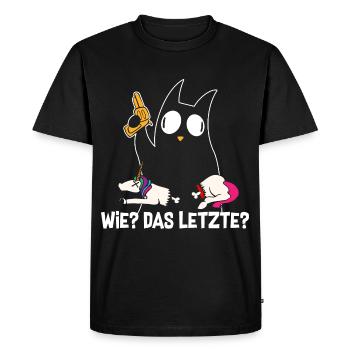 Comment le dernier chat mange les chats licornes - T-shirt Premium bio Homme - noir - Devant - Nico (187cm)