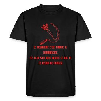Veganisme & communisme pour carnivore - T-shirt Premium bio Homme - noir - Devant - Nico (187cm)