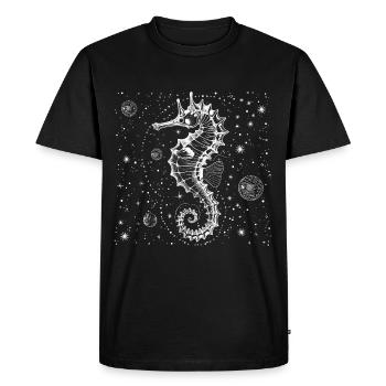 Vintage Espace Design Nautique Hippocampe - T-shirt Premium bio Homme - noir - Devant - Nico (187cm)