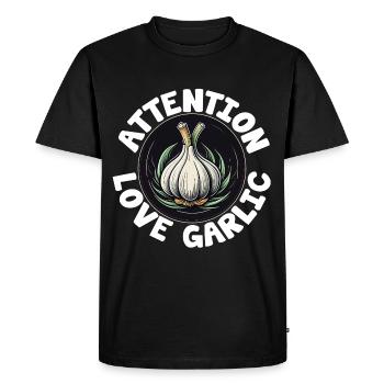 Attention I love garlic garlic bulb - Men's Premium Organic T-Shirt - black - Front - Nico (187cm)