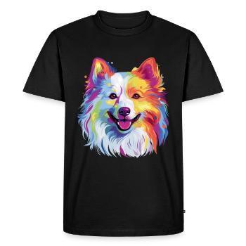 Graffity American Eskimo Hund Motiv - Männer Premium Bio T-Shirt - Schwarz - Vorne - Nico (187cm)