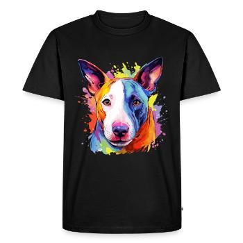 Bull Terrier Hund Motiv - Männer Premium Bio T-Shirt - Schwarz - Vorne - Nico (187cm)