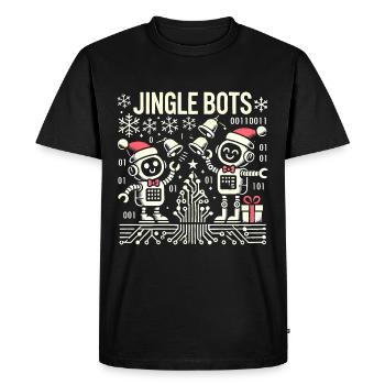 Jingle Bots - Christmas Robots with Binary Code - Men's Premium Organic T-Shirt - black - Front - Nico (187cm)