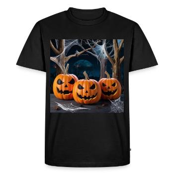 Halloween atmosphere three pumpkins - Men's Premium Organic T-Shirt - black - Front - Nico (187cm)