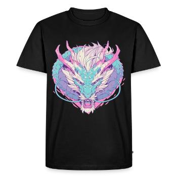 Dragon head in pop art style pastel colors - Men's Premium Organic T-Shirt - black - Front - Nico (187cm)